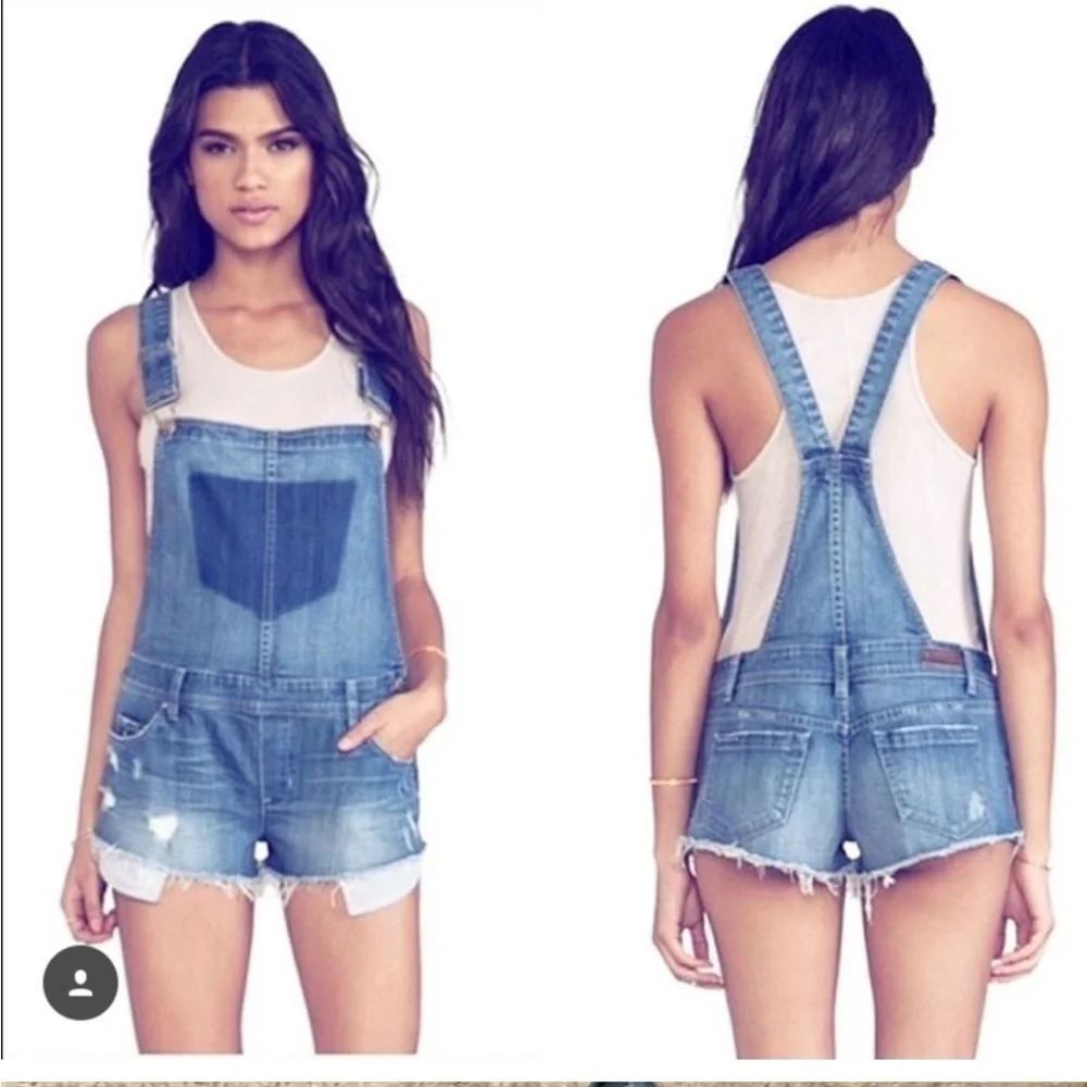 Blank NYC Celebrity Favorite Bunch of Five Jean Denim Short Overalls Size 26 - Picture 8 of 12
